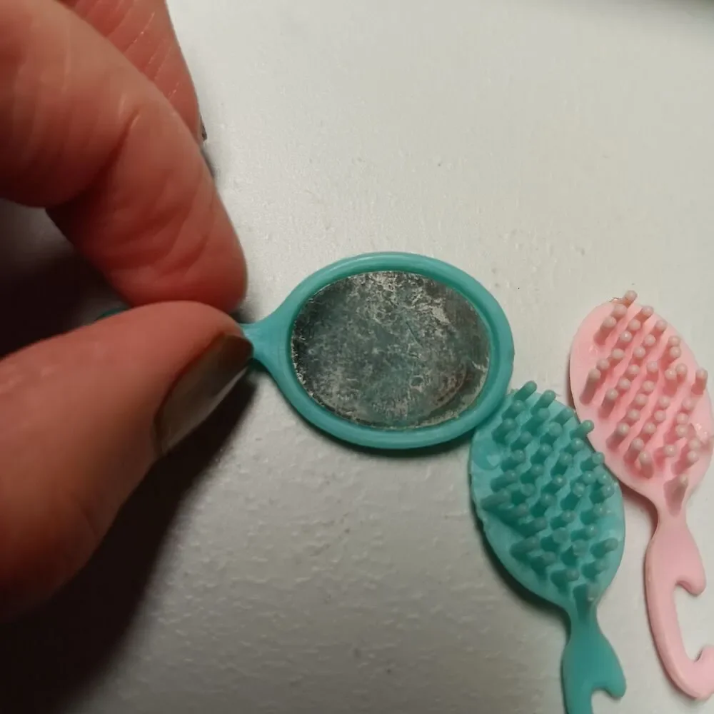 VTG Christie Beauty Secrets Barbie Doll Blue Pink Comb Brush Mirror 1979 70s Toy